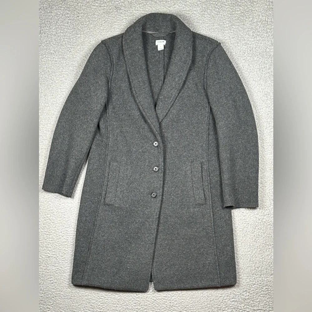 J.Crew Daphne Boiled Wool Topcoat Gray Charcoal Women's Size 4 Classic Coat Chic - Picture 17 of 17